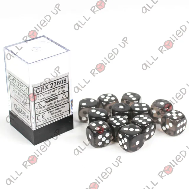 Chessex Translucent Smoke sada D6 kostek 12 ks 16mm
