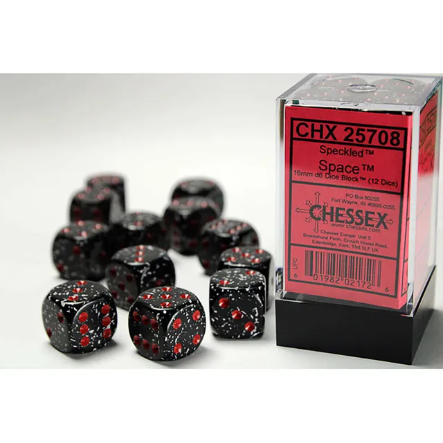 Chessex Speckled Space D6 sada kostek 12 ks 16 mm