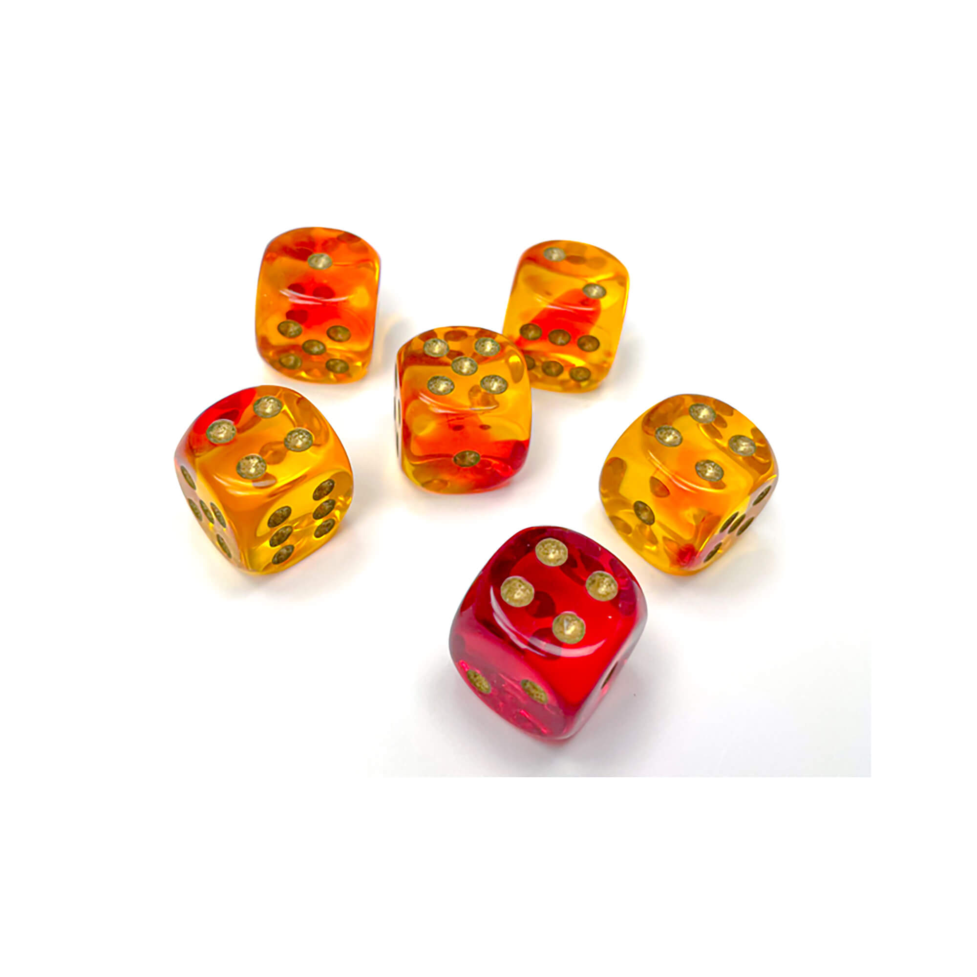 Chessex Gemini sada kostek D6 12 ks 16mm červeno-žlutá