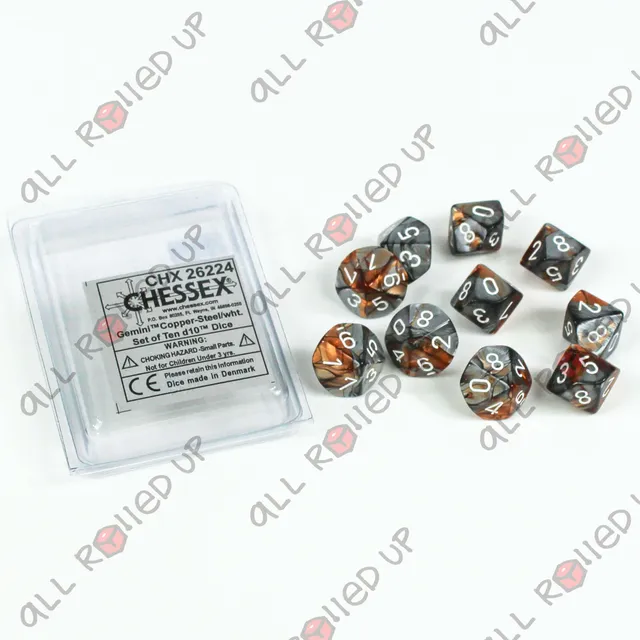 Chessex Gemini Copper-Steel sada kostek D10 10 ks