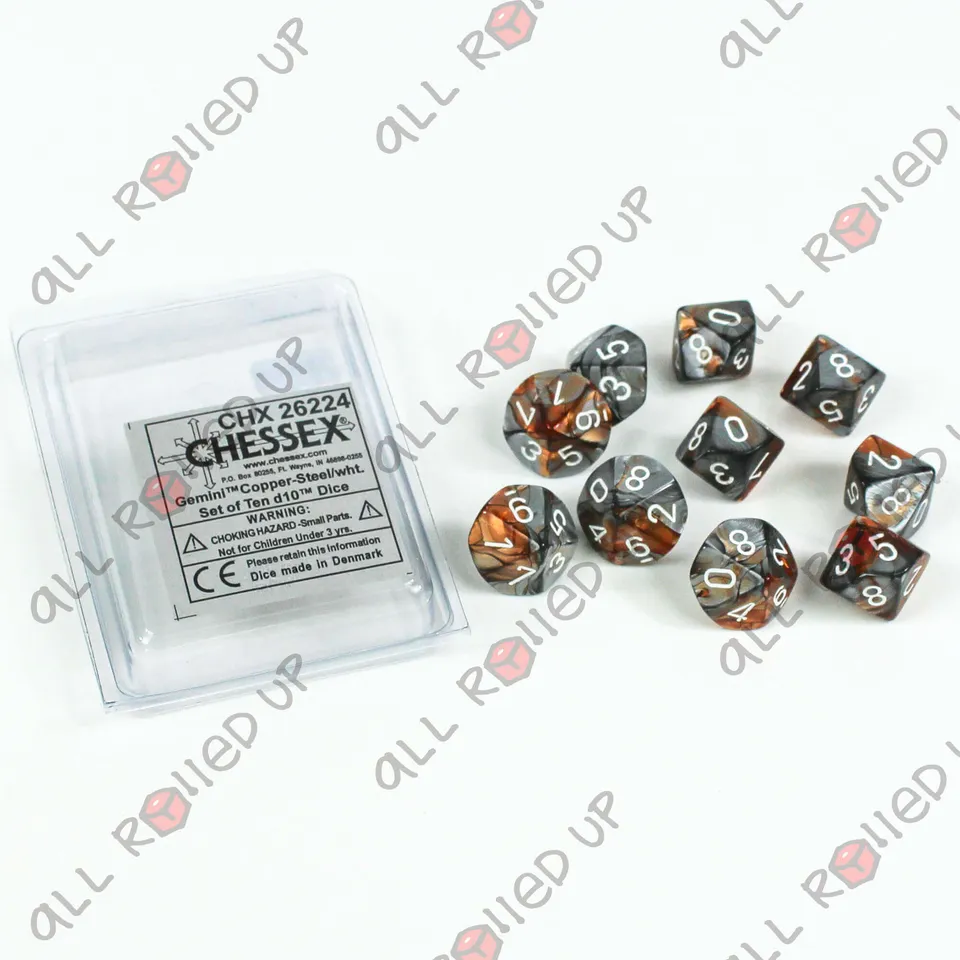 Chessex Gemini Copper-Steel sada kostek D10 10 ks