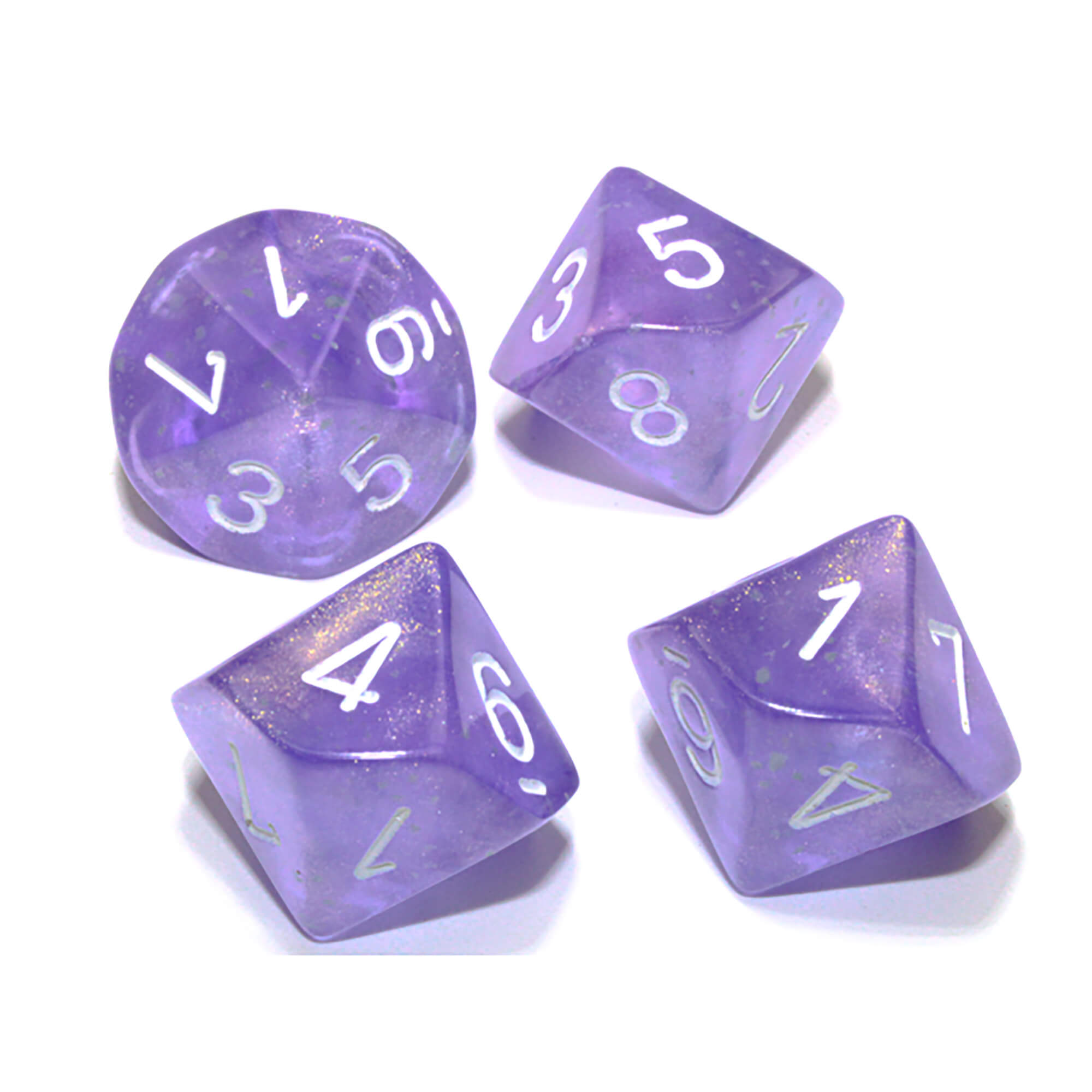 Chessex Borealis D10 sada kostek fialová bílá 10 ks Luminary