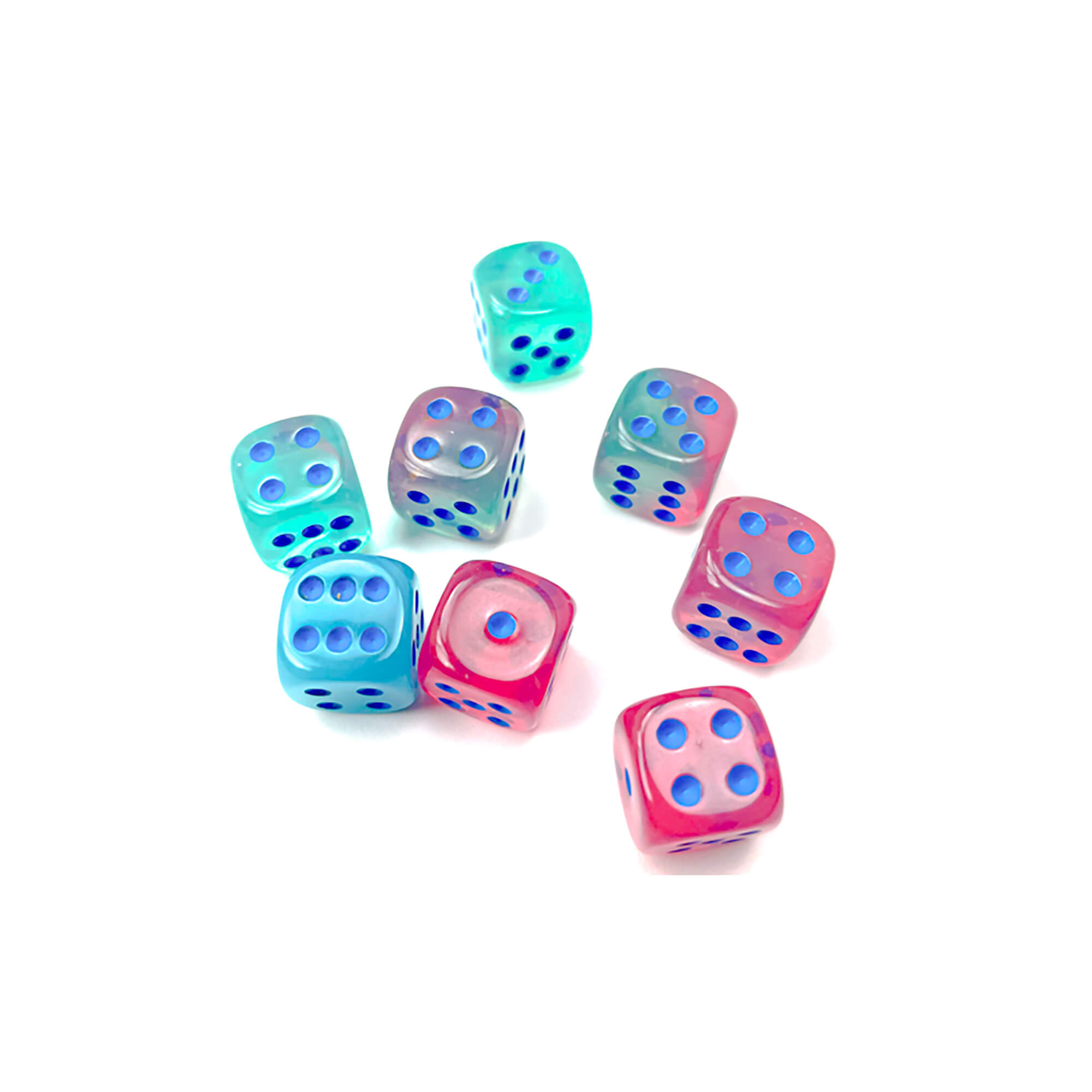 Chessex Gemini Gel D6 kostky 12mm 36ks zeleno-růžové