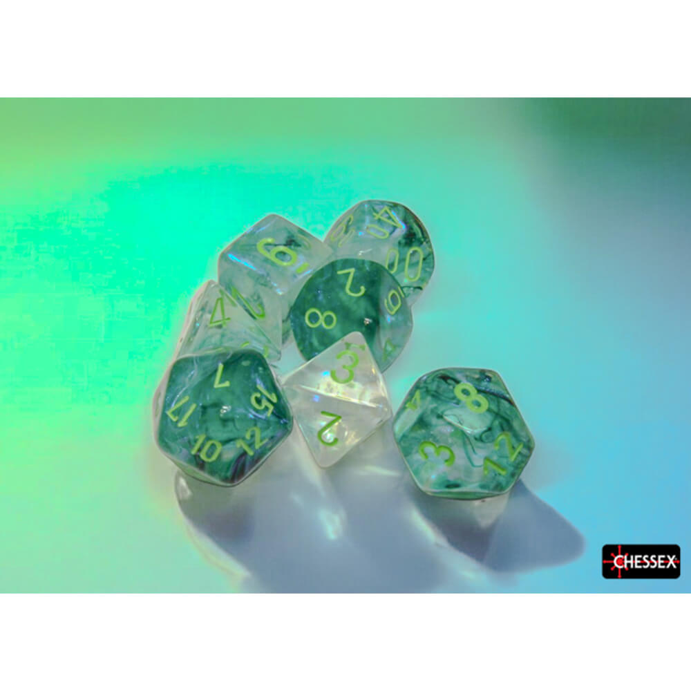 Chessex Borealis Kelp kostky 7 ks svítivé