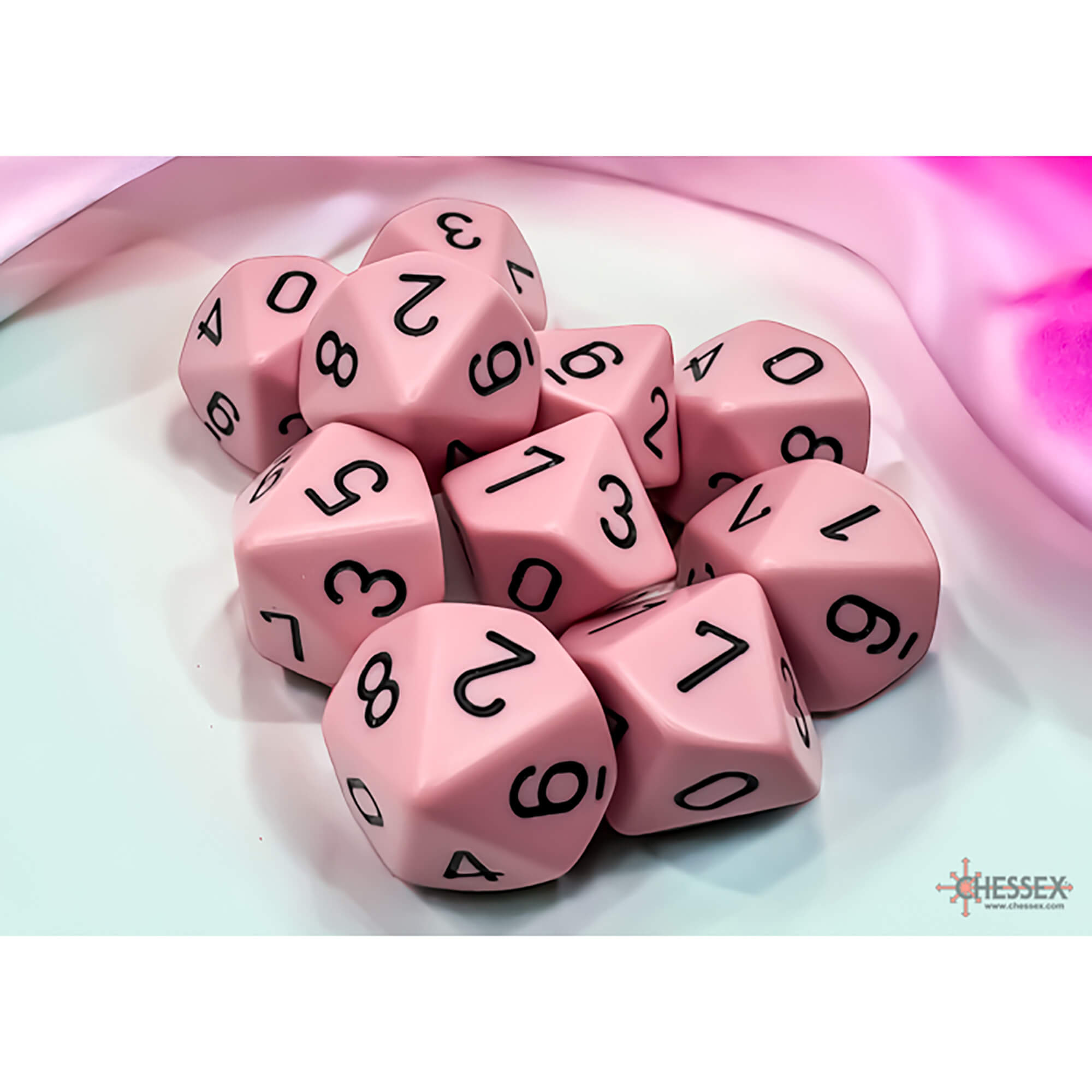 Chessex Opaque CHX25264 kostky D10 10 ks pastelová růžová