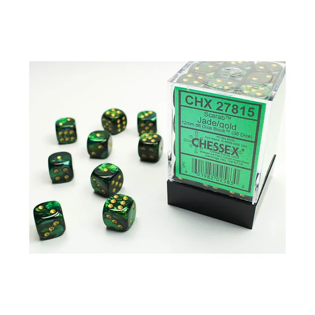 Chessex Scarab Jade Gold sada kostek D6 36 ks 12 mm