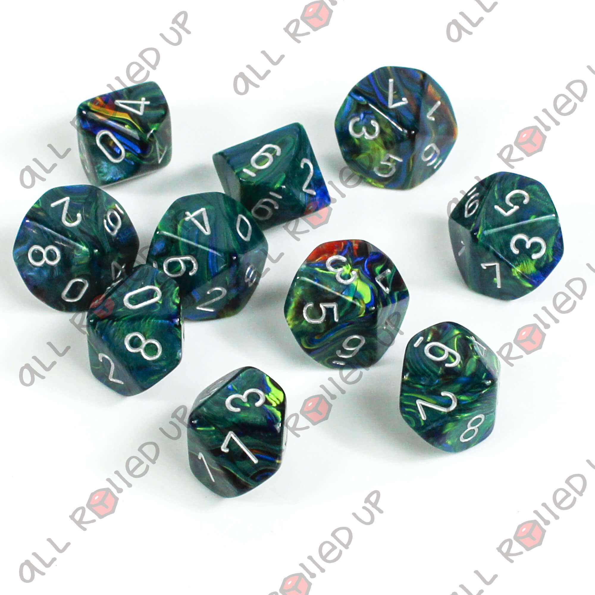 All Rolled Up Festive Green-Silver kostky D10 10 ks