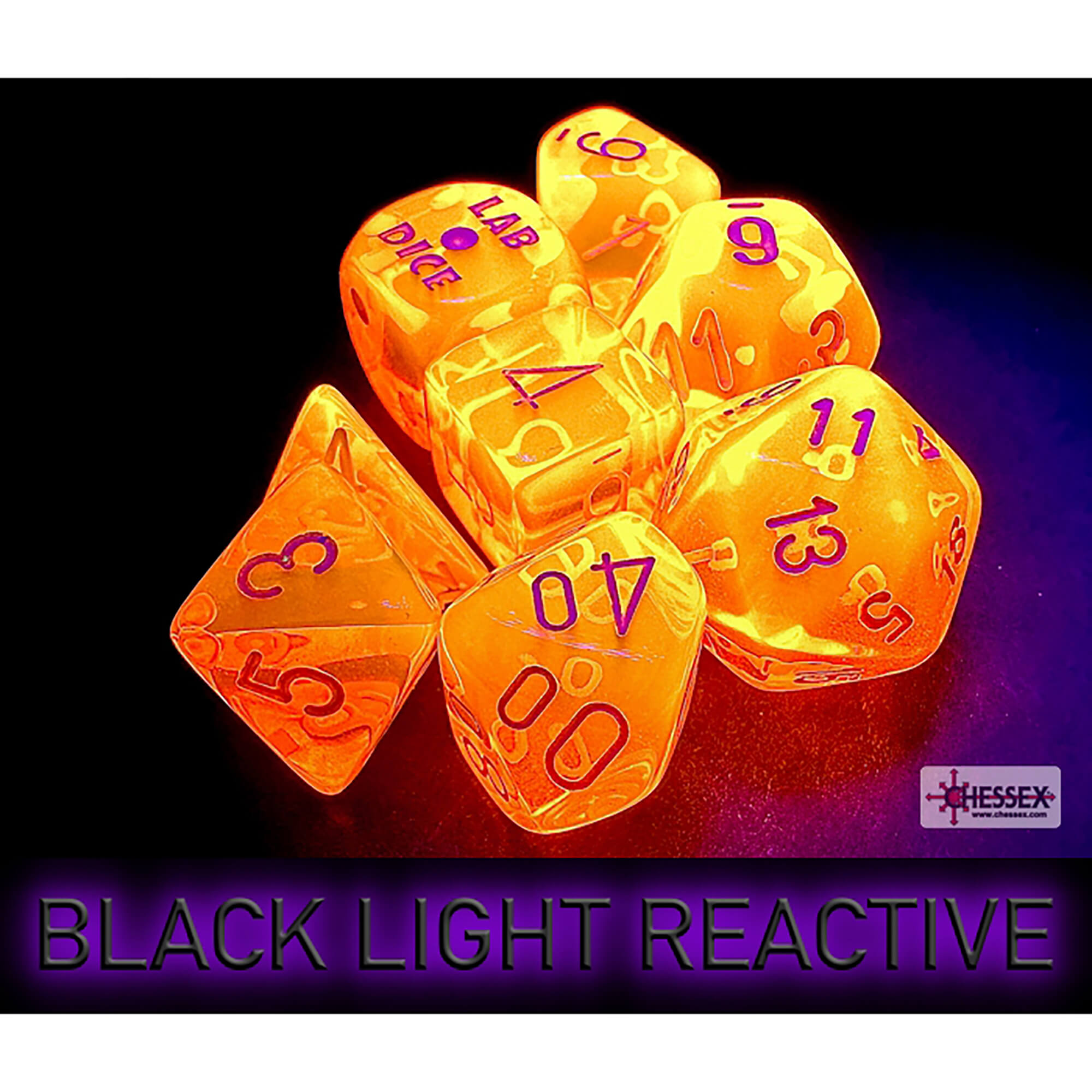 Chessex Lab Wave 7 sada kostek neon oranžová 8ks