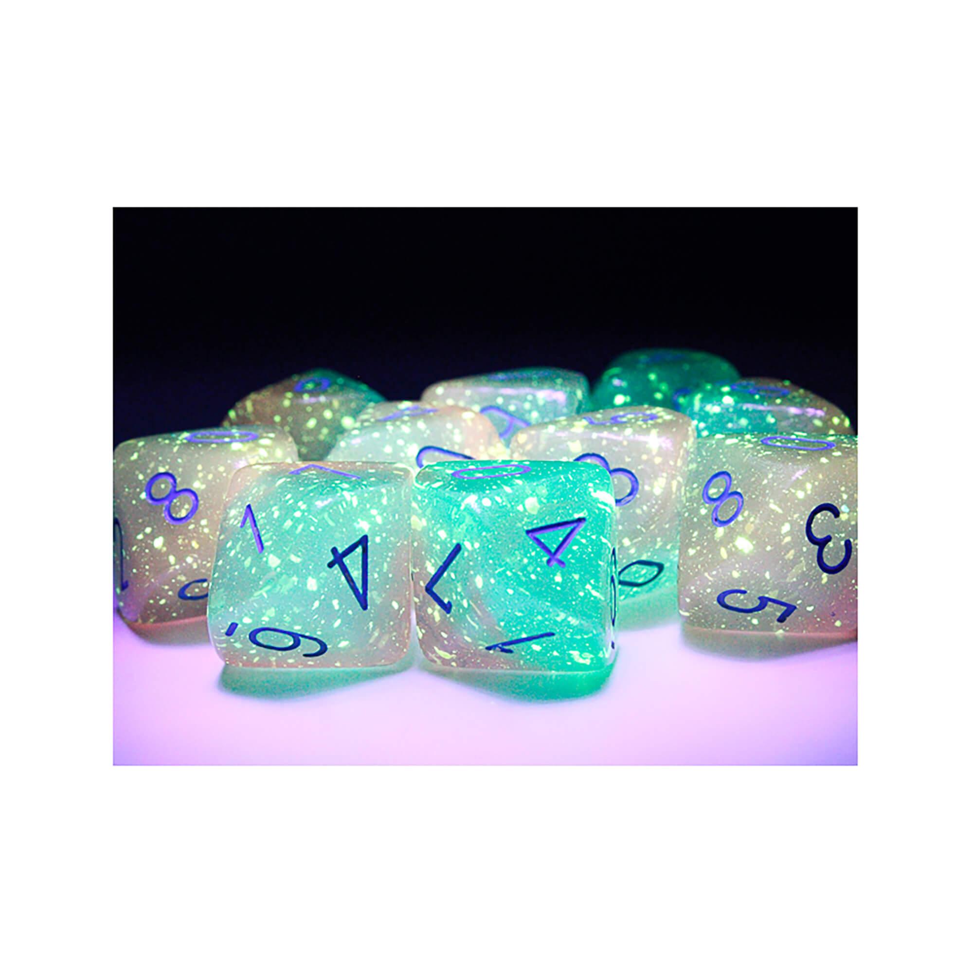 Chessex Gemini Gel Green-Pink D10 sada kostek 10 ks