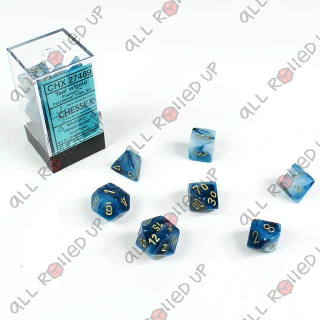 Chessex Phantom CHX27489 sada kostek 7ks teal zlatá