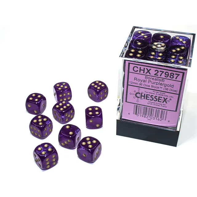 Chessex Borealis CHX27987 sada D6 36ks 12mm Purple
