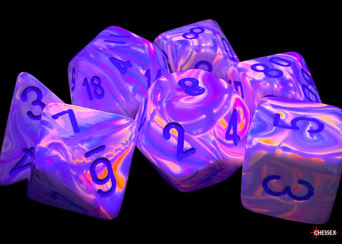 Chessex Festive Pop Art Blue kostky 7 ks 20 mm