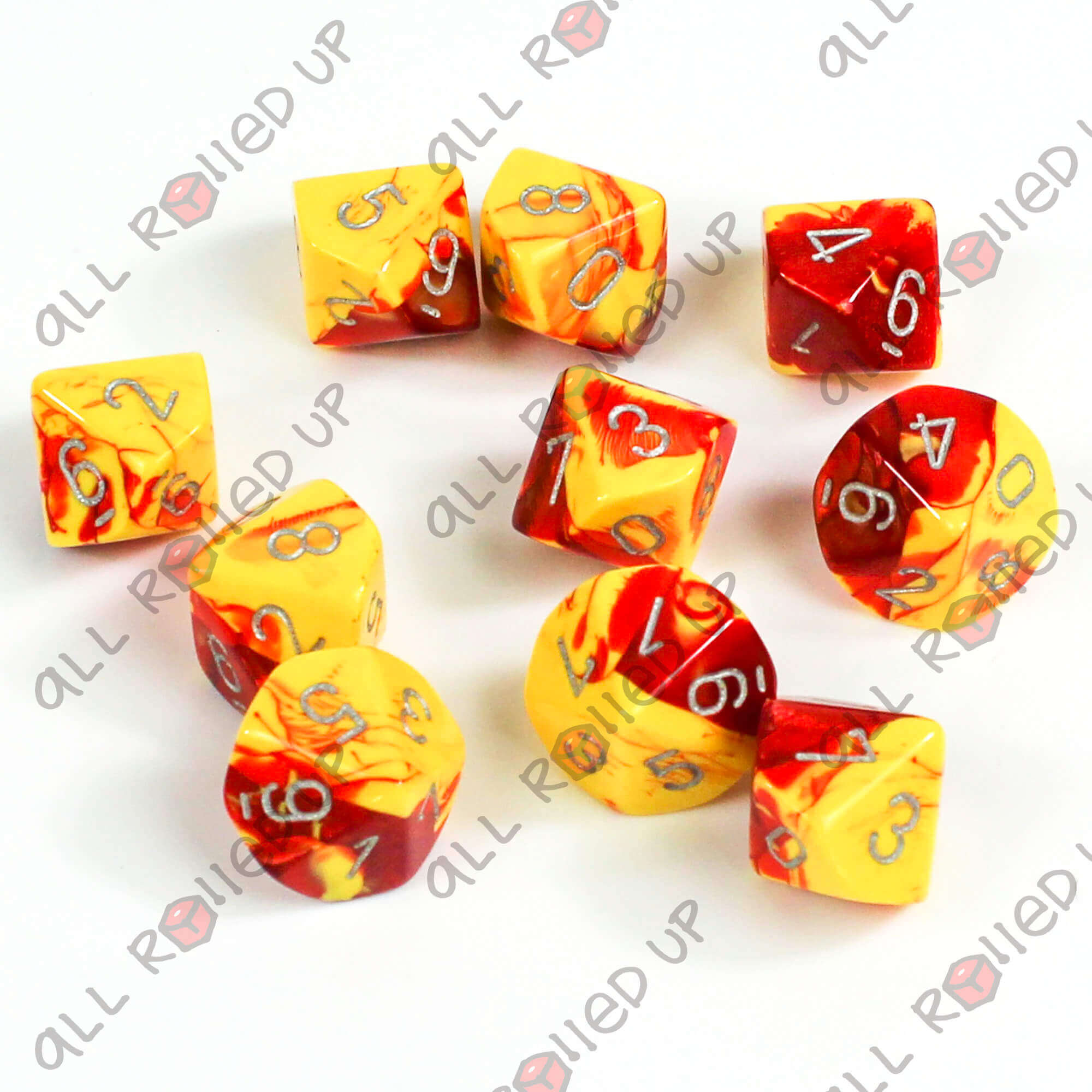 Chessex Gemini sada kostek D10 10 ks červeno-žlutá