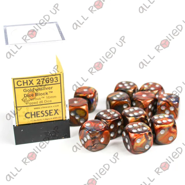 Chessex Lustrous CHX27693 sada kostek D6 12 ks zlatá