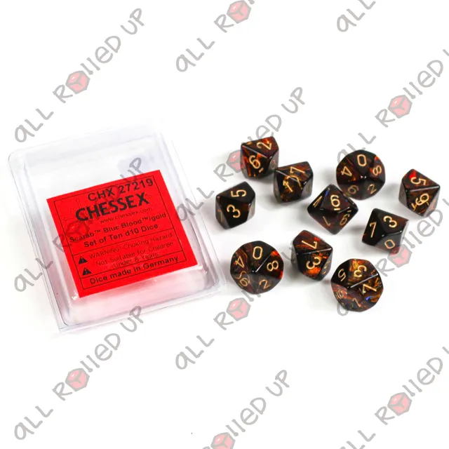 Chessex Scarab Blue Blood sada kostek D10 10 ks