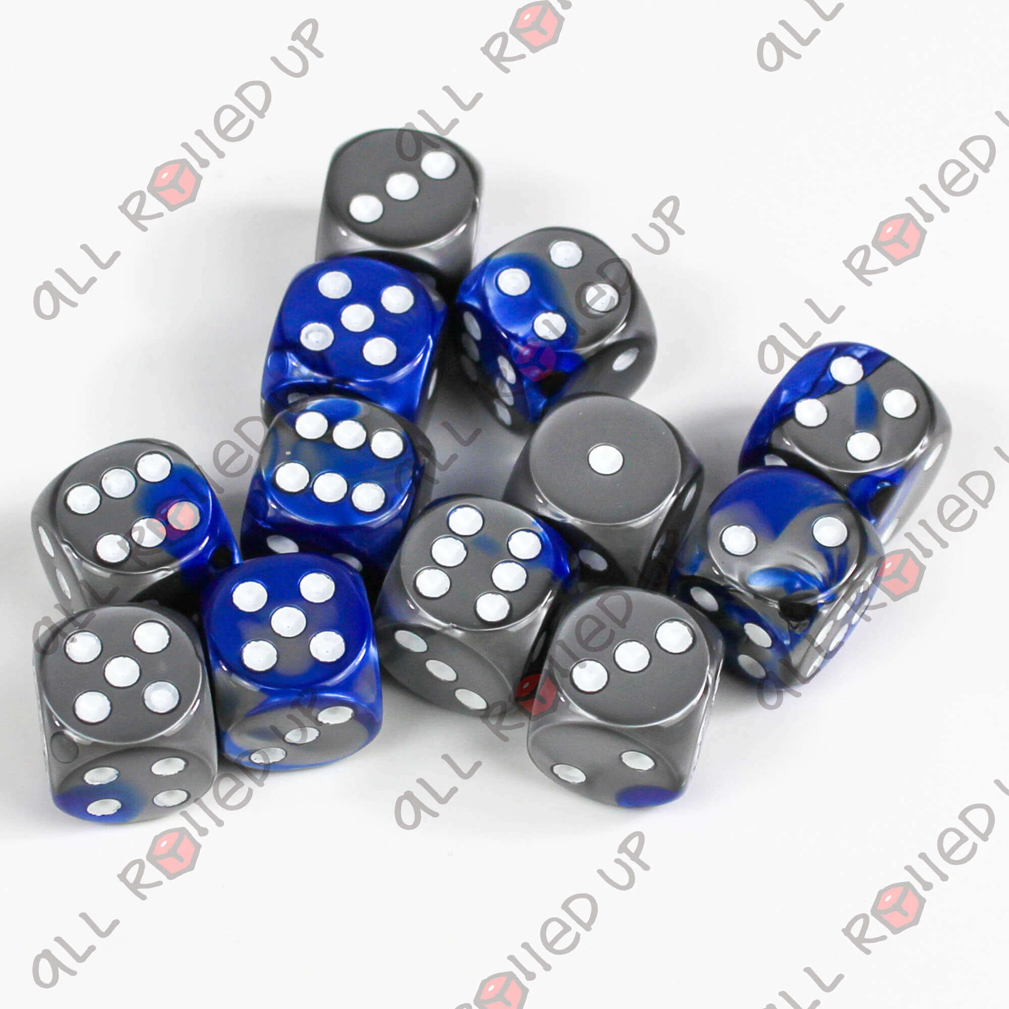 All Rolled Up Gemini Blue-Steel sada kostek D6 12 ks 16 mm