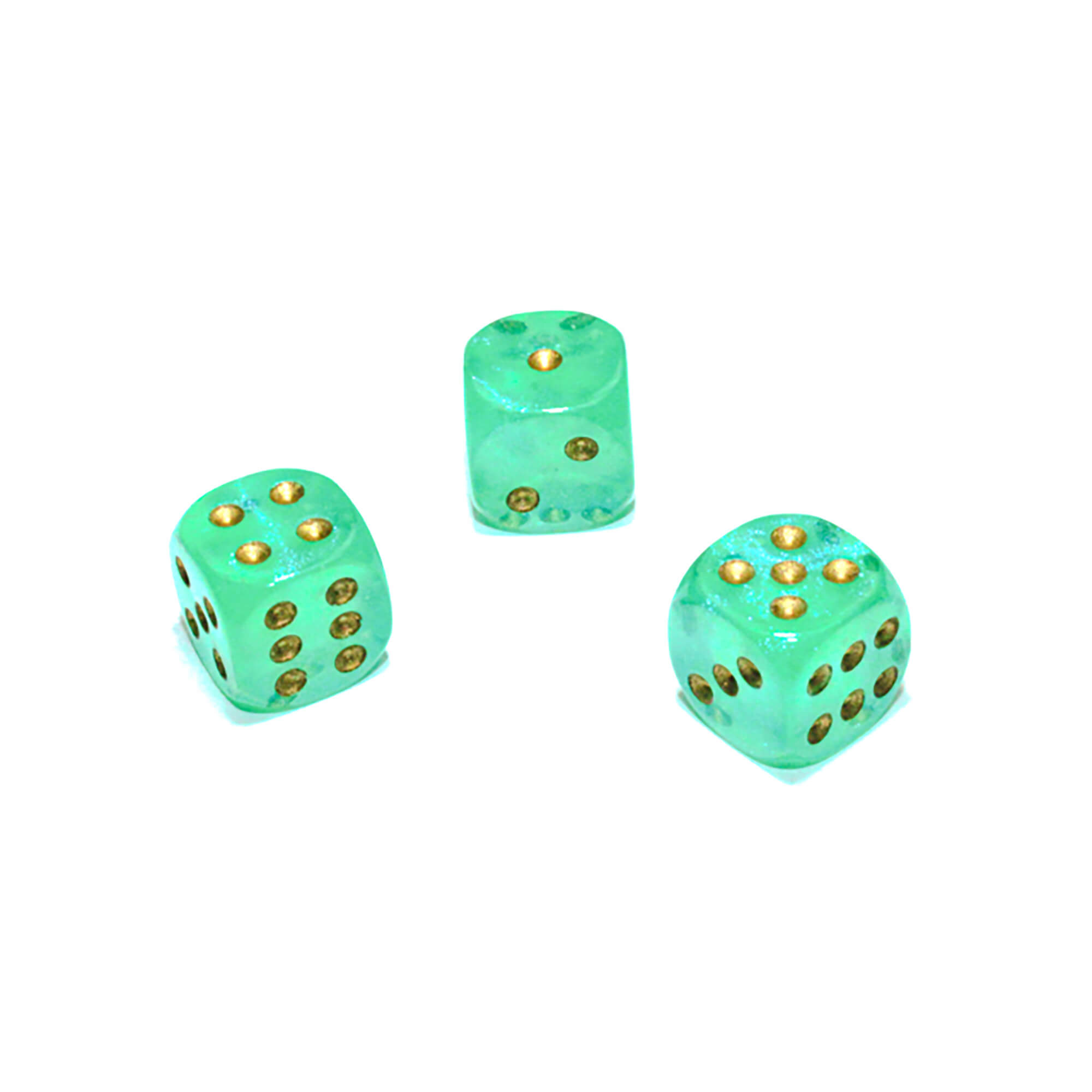 Chessex Borealis Light Green/Gold sada kostek 36ks svítivá