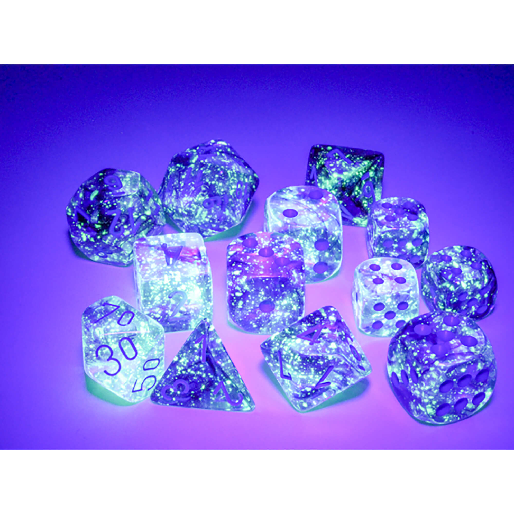Chessex Nebula Nocturnal Blue Luminary D6 kostky 12 ks svítící