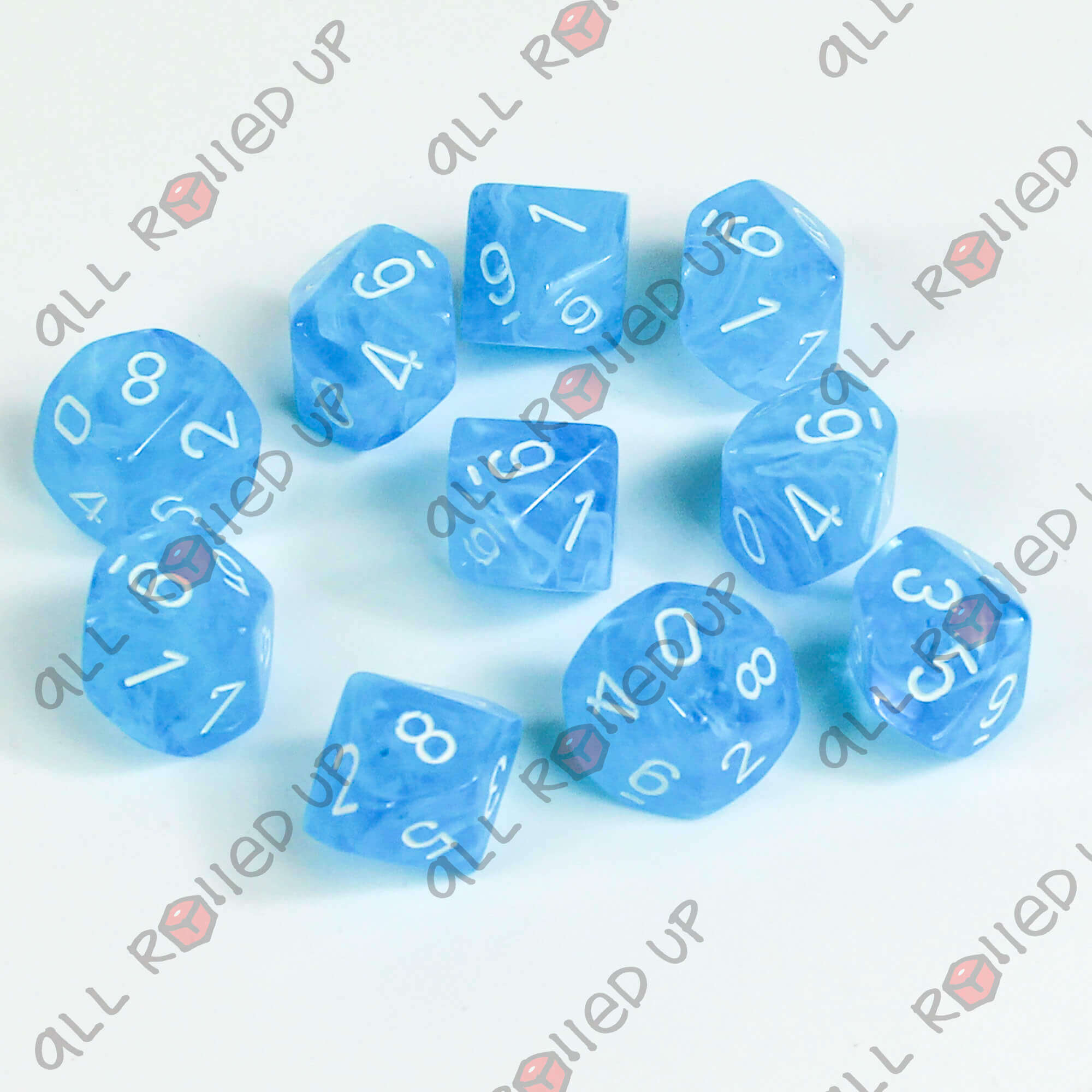 Chessex Cirrus Light Blue sada kostek D10 10 ks