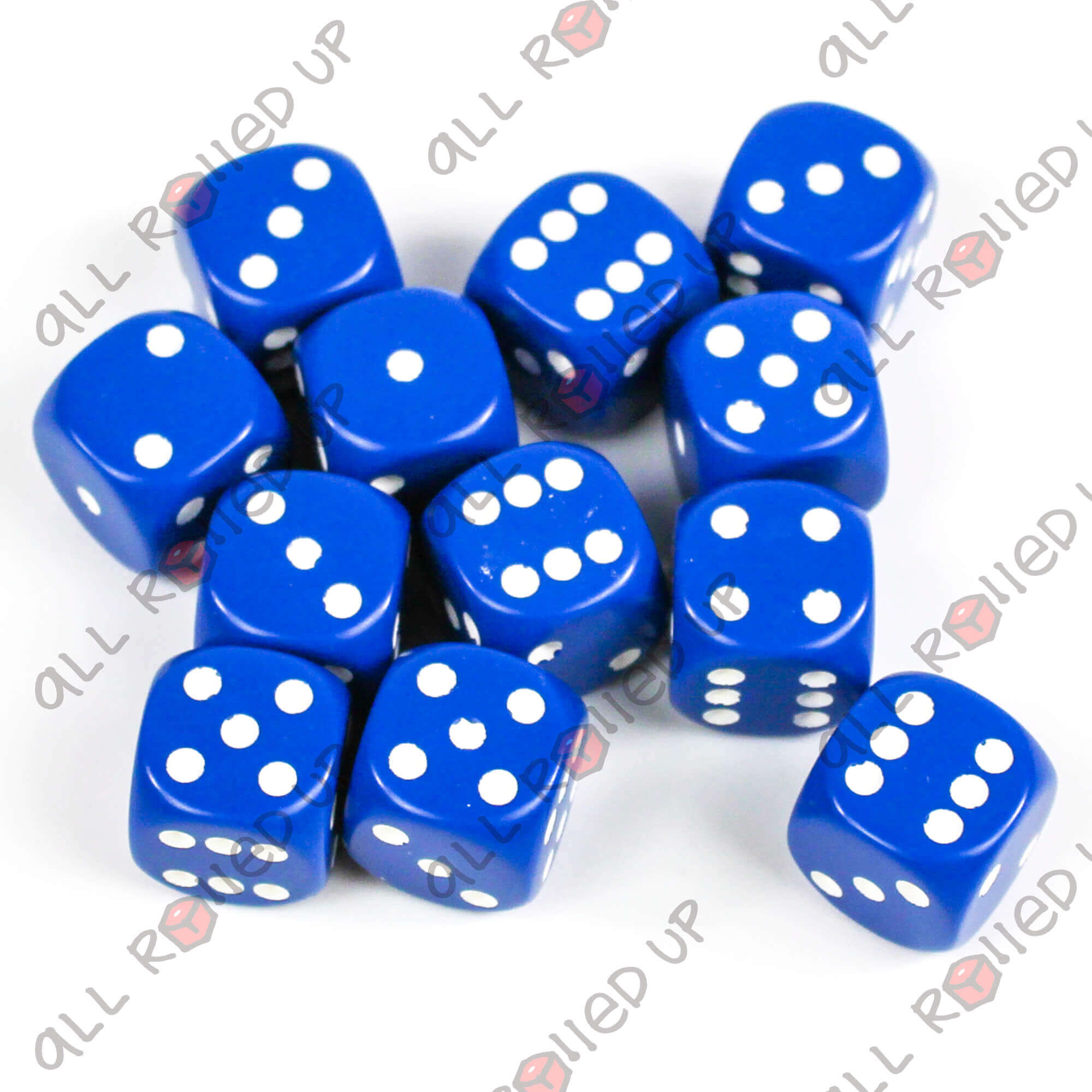 Chessex Opaque Blue-White D6 16mm sada kostek 12 ks