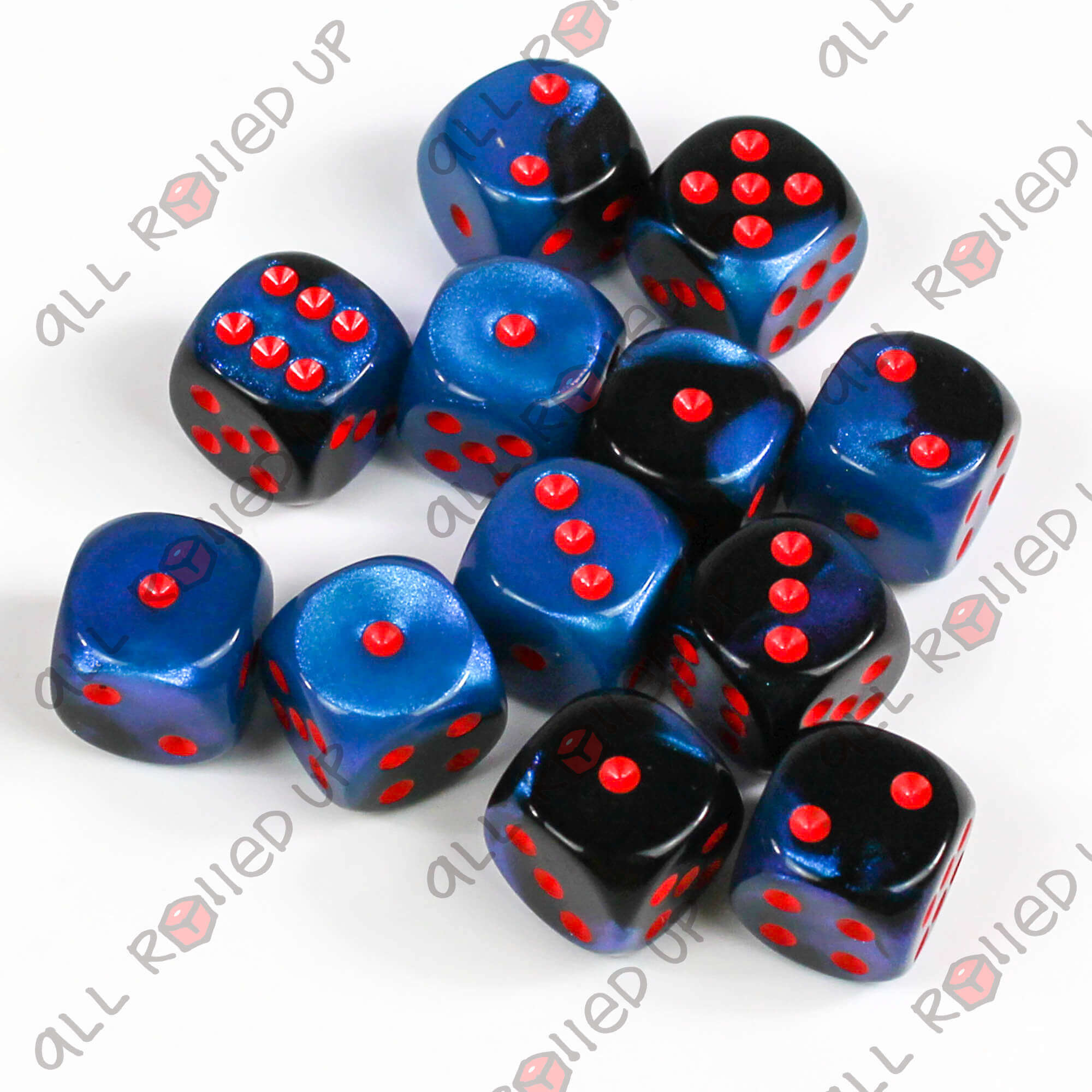 Chessex Gemini Black-Starlight sada kostek D6 12 ks 16 mm