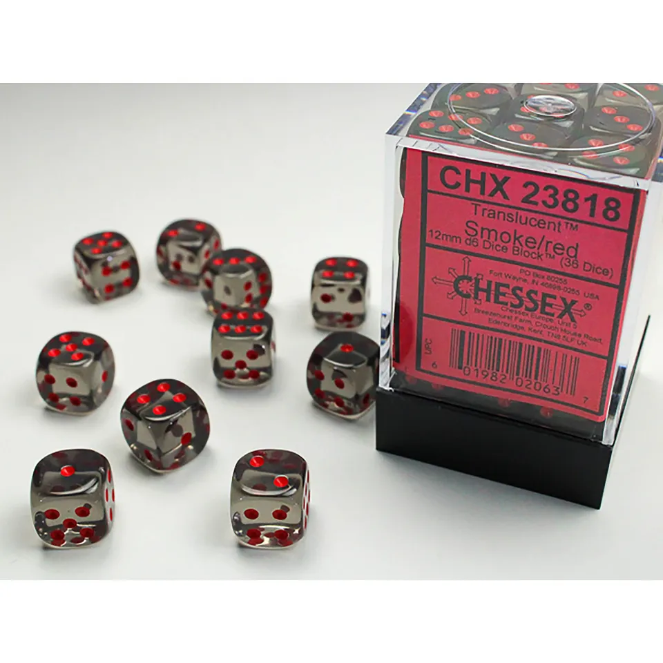 Chessex Translucent Smoke Red kostky D6 36×12 mm