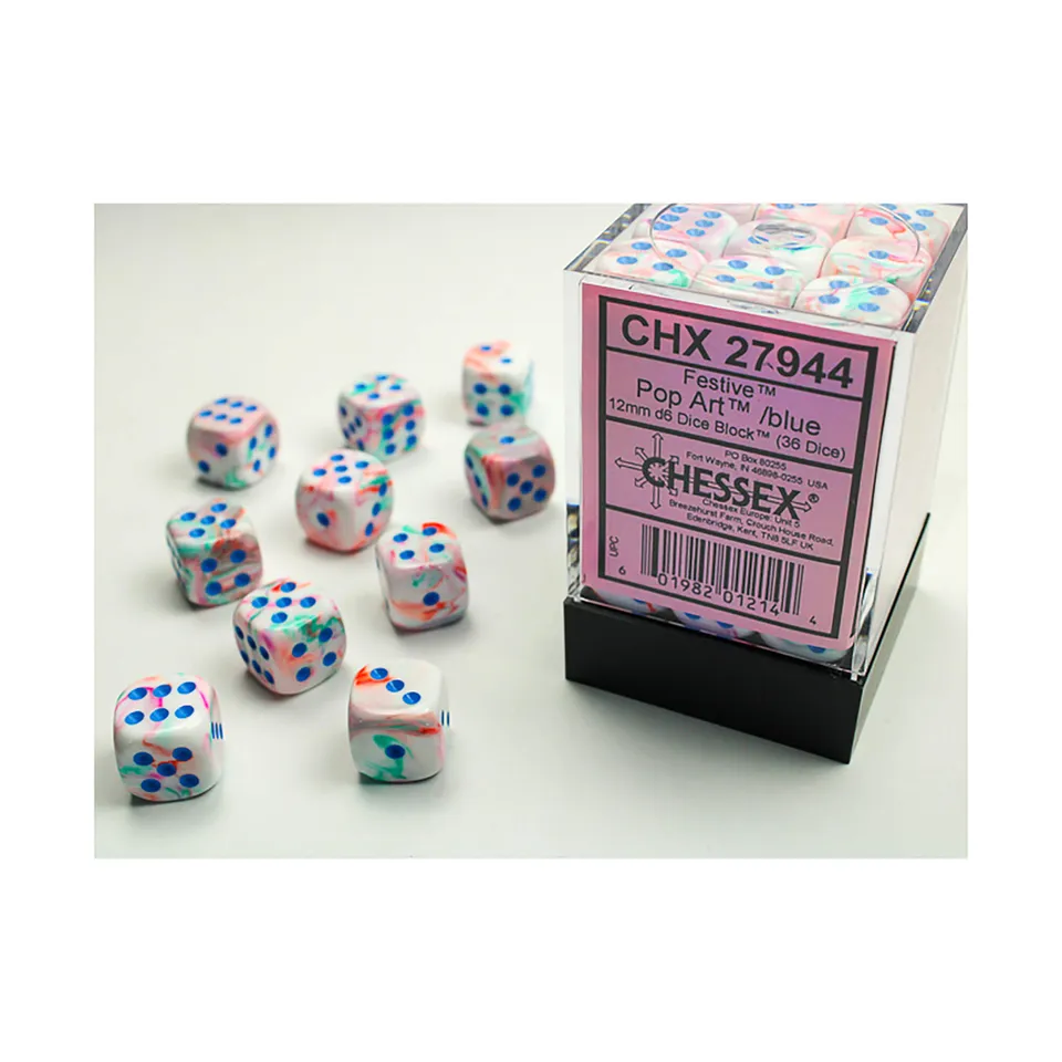 Chessex Festive D6 sada kostek 36ks pop art blue