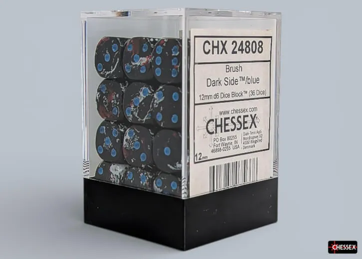 Chessex Brush Dark Side Blue D6 sada 36 ks 12mm