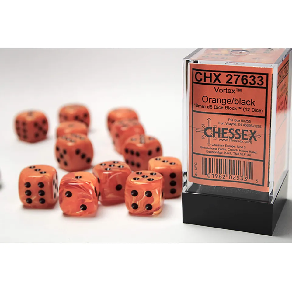 Chessex Vortex D6 12x16mm kostky Orange Black