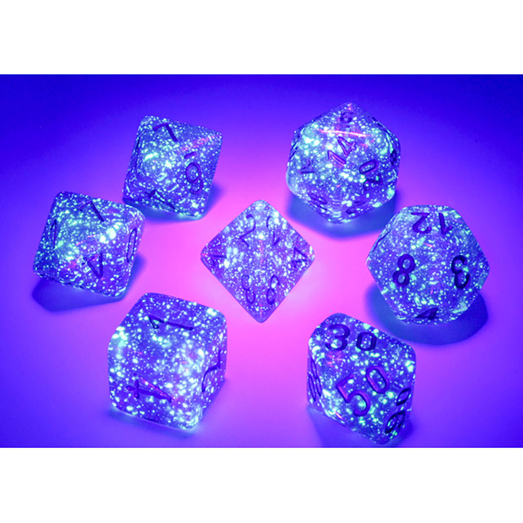 Chessex Borealis CHX2787 sada 7 kostek Royal Purple svítící