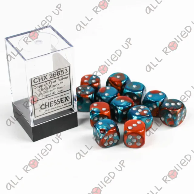 Chessex Gemini sada kostek 12 ks měděná 16 mm