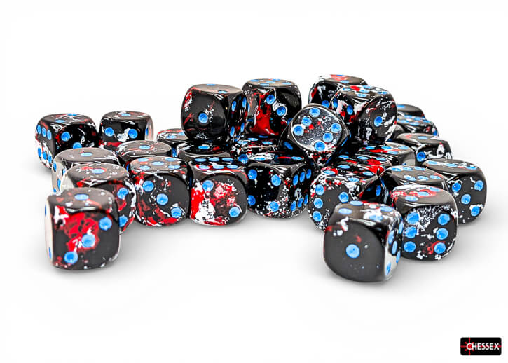 Chessex Brush Dark Side Blue D6 sada 36 ks 12mm