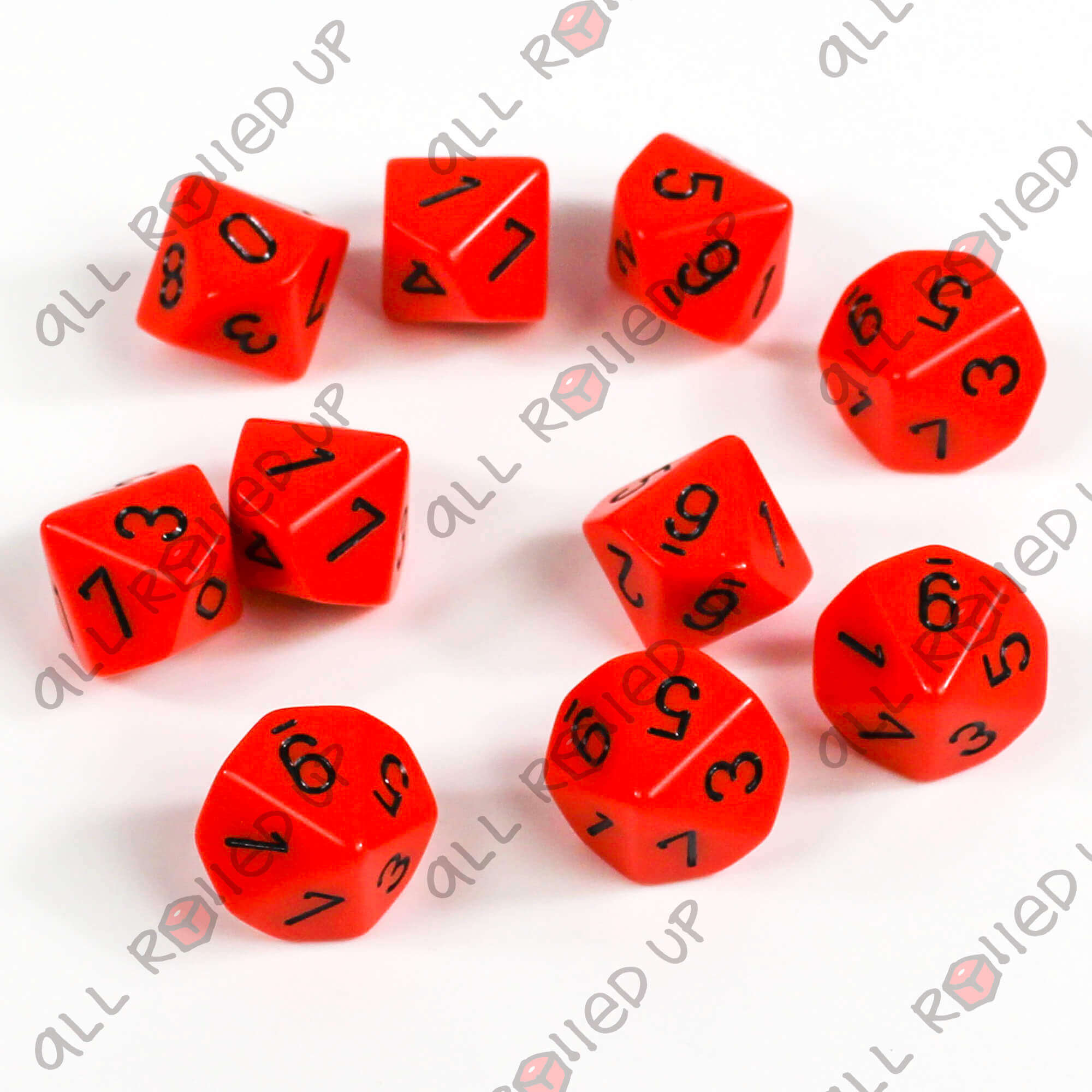 Chessex Opaque D10 Orange Black sada kostek 10 ks