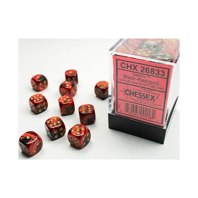 Chessex Gemini Black-Red kostky D6 36 ks 12mm