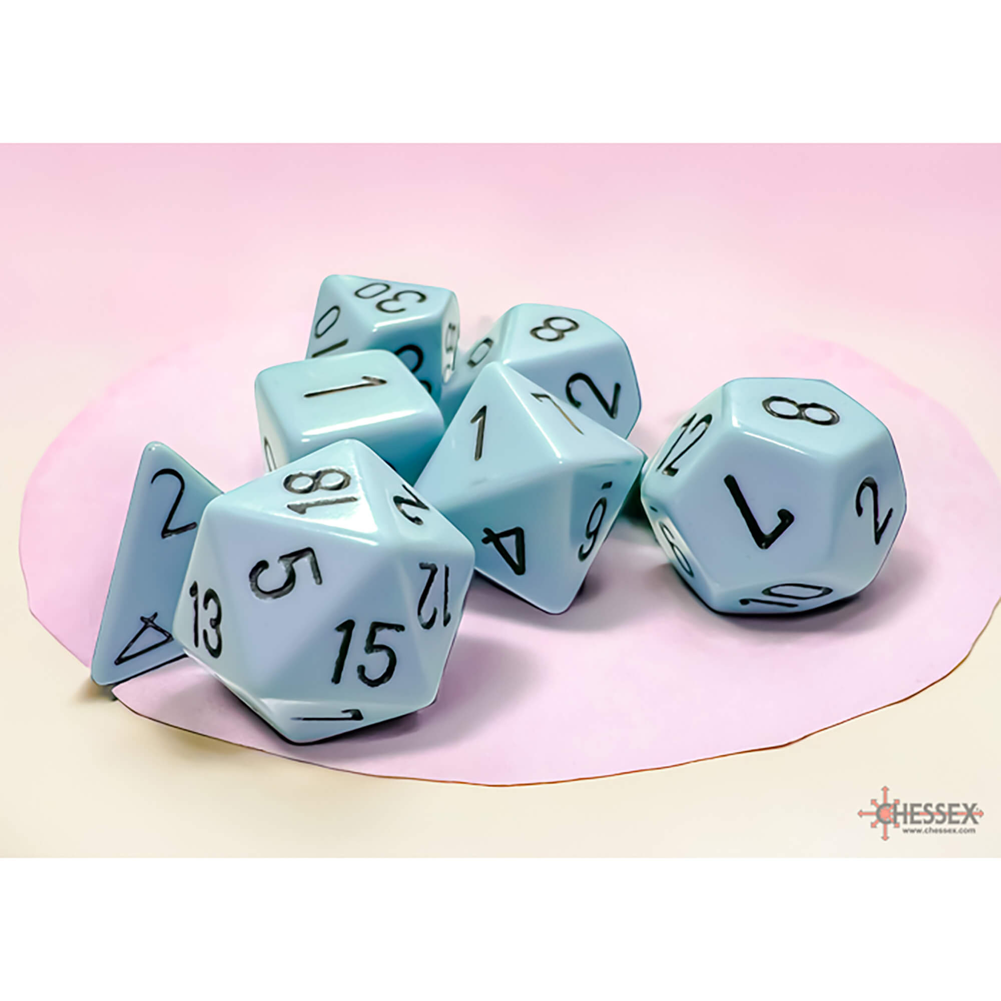 Chessex Opaque Pastel Blue sada kostek 7 ks