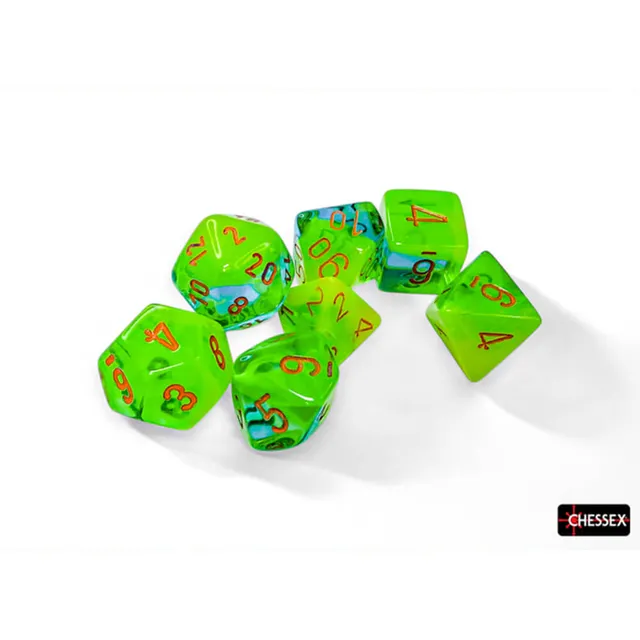 Chessex Gemini Plasma Green-Teal sada kostek 7 ks