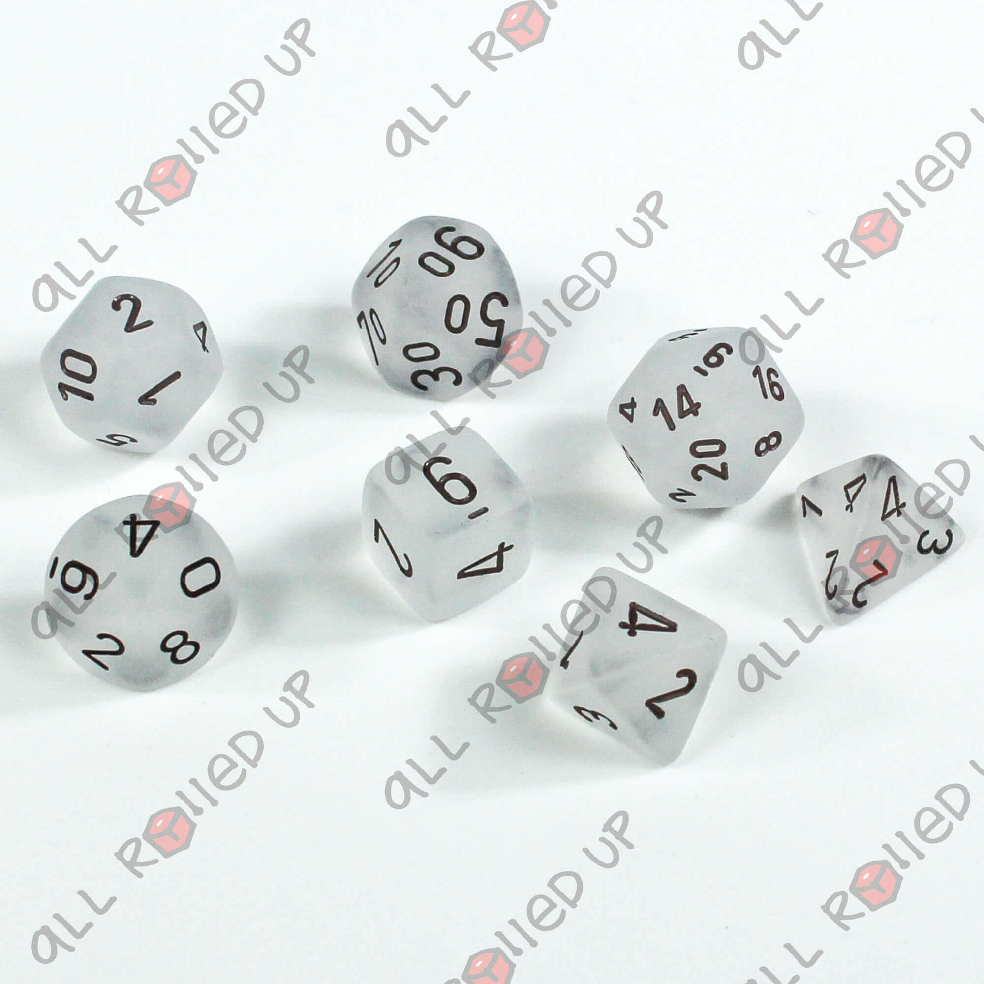 Chessex Frosted CHX27401 sada kostek clear černá 7 ks