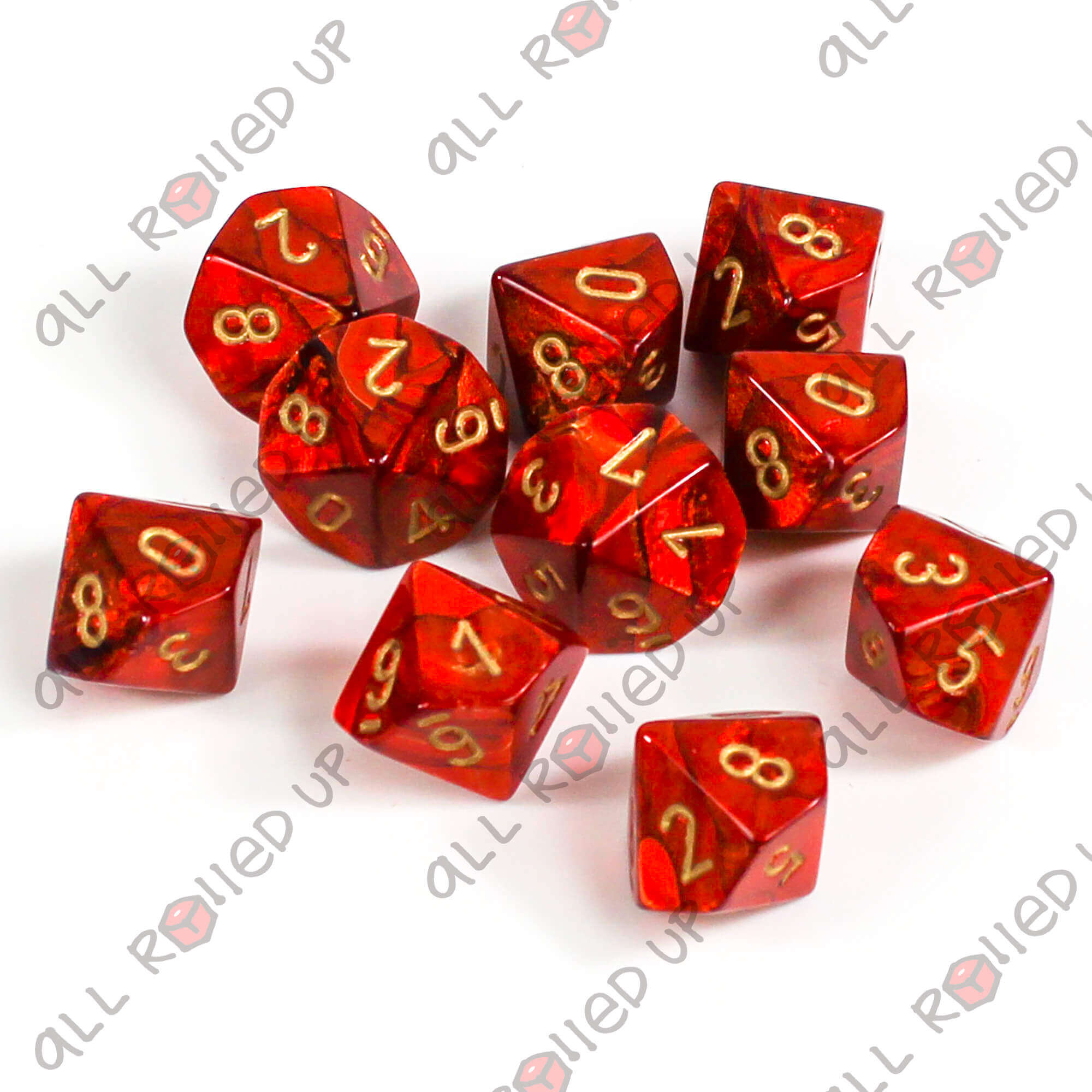 Chessex Scarab Scarlet Gold D10 kostky 10 ks