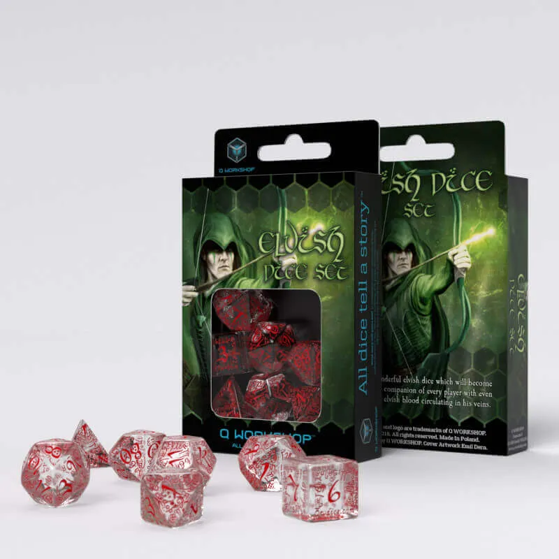All Rolled Up Elvish sada kostek 7 ks translucent red