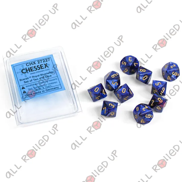 Chessex Scarab Royal Blue Gold kostky D10 10 ks