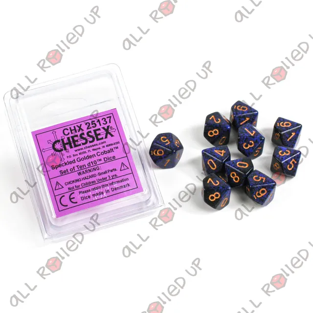 Chessex Speckled CHX25137 sada kostek D10 10 ks modrá