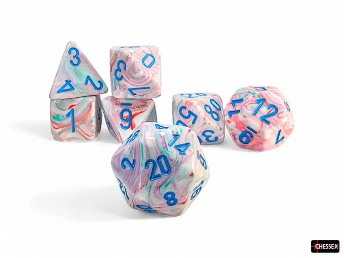 Chessex Festive Pop Art Blue kostky 7 ks 20 mm