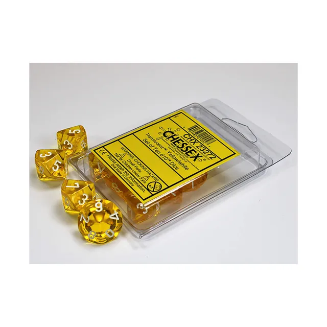 Chessex Translucent Yellow White kostky D10 sada 10 ks