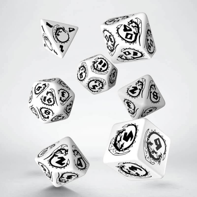 All Rolled Up Dragons White Black sada kostek 7 ks dračí