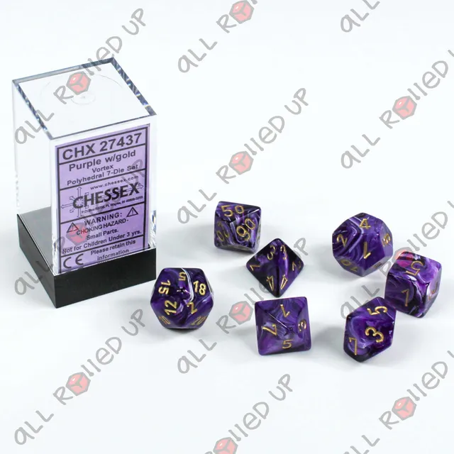 Chessex Vortex Purple Gold sada kostek 7 ks polyedrická