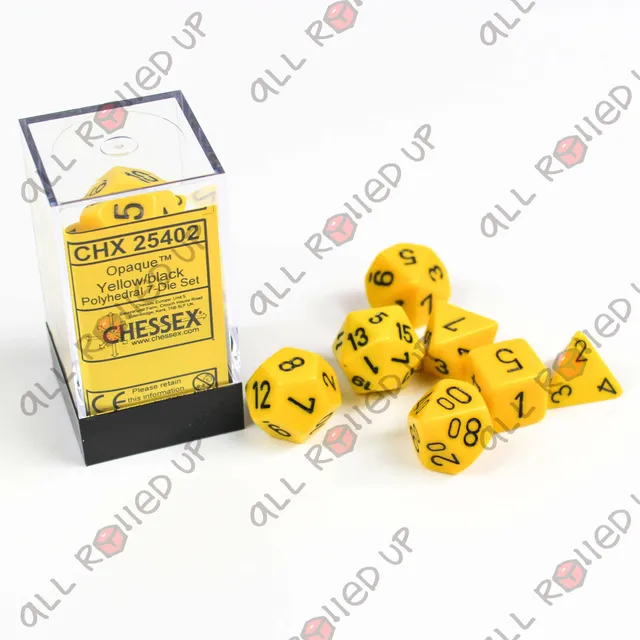 Chessex Opaque CHX25402 sada kostek žluto-černá 7 ks
