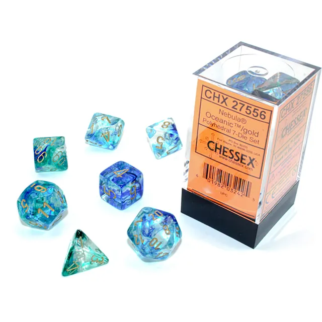 Chessex Nebula Oceanic Gold Luminary sada kostek 7 ks