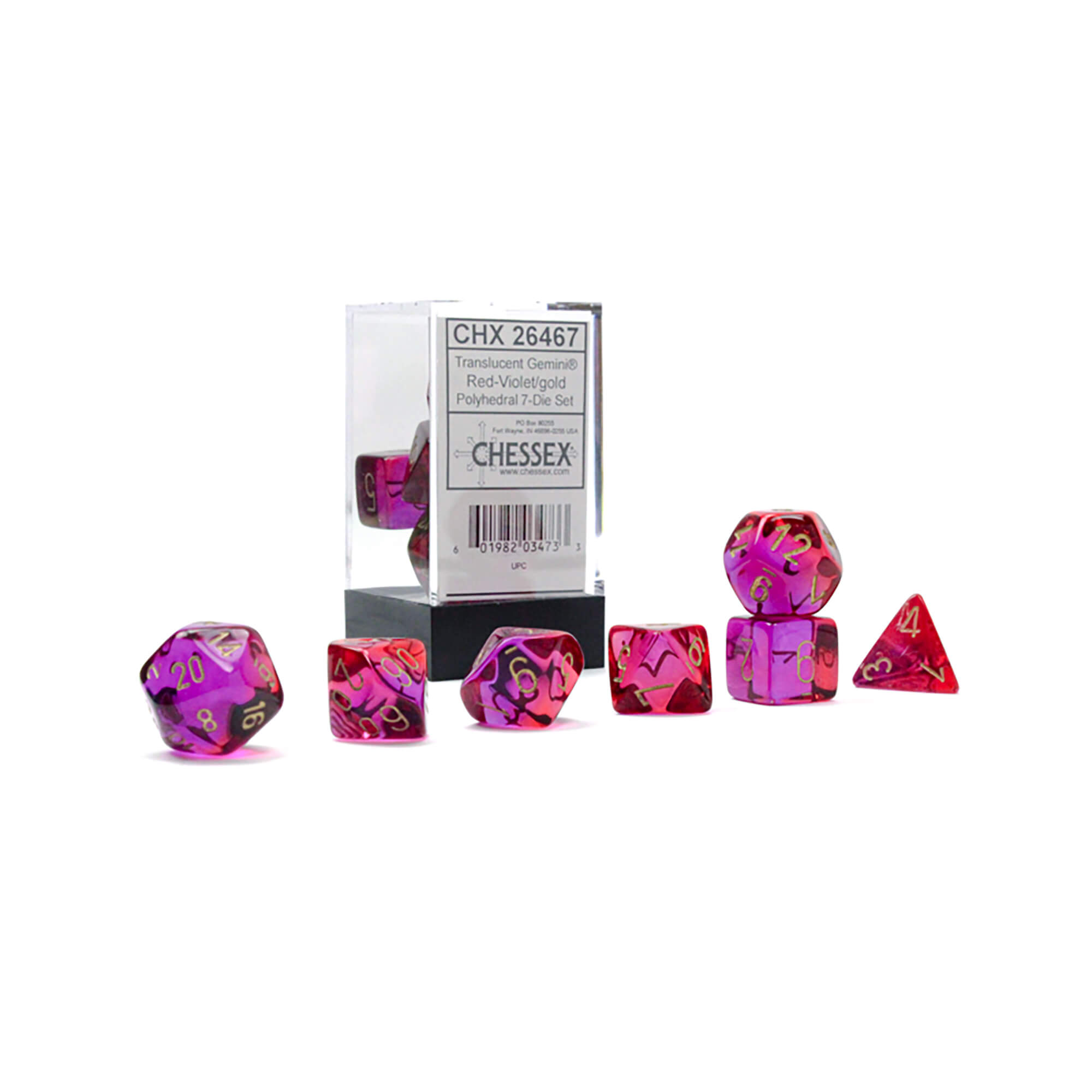 Chessex Gemini Red-Violet Gold polyhedrální kostky 7 ks