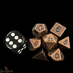 Metal Dagger Dice Gold Green sada kovových kostek 7ks