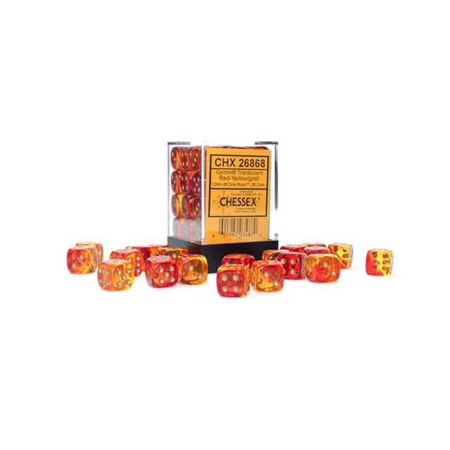 Chessex Gemini D6 sada kostek 36 ks 12 mm Red-Yellow